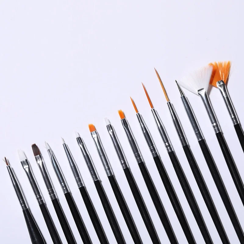 Acrylic UV Gel Nail Brush Kit Pink White Dotting Painting Pen Carving 15Pcs/set Gel Brush Manicure Nail Art Design Tools-Nail Inspo