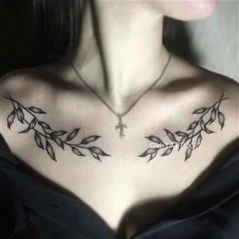 Dark Flower Temporary Tattoo Female Waterproof Sexy Gothic Clavicle Water Transfer Art Fake Tattoos Arm Chest Tattoo Stickers