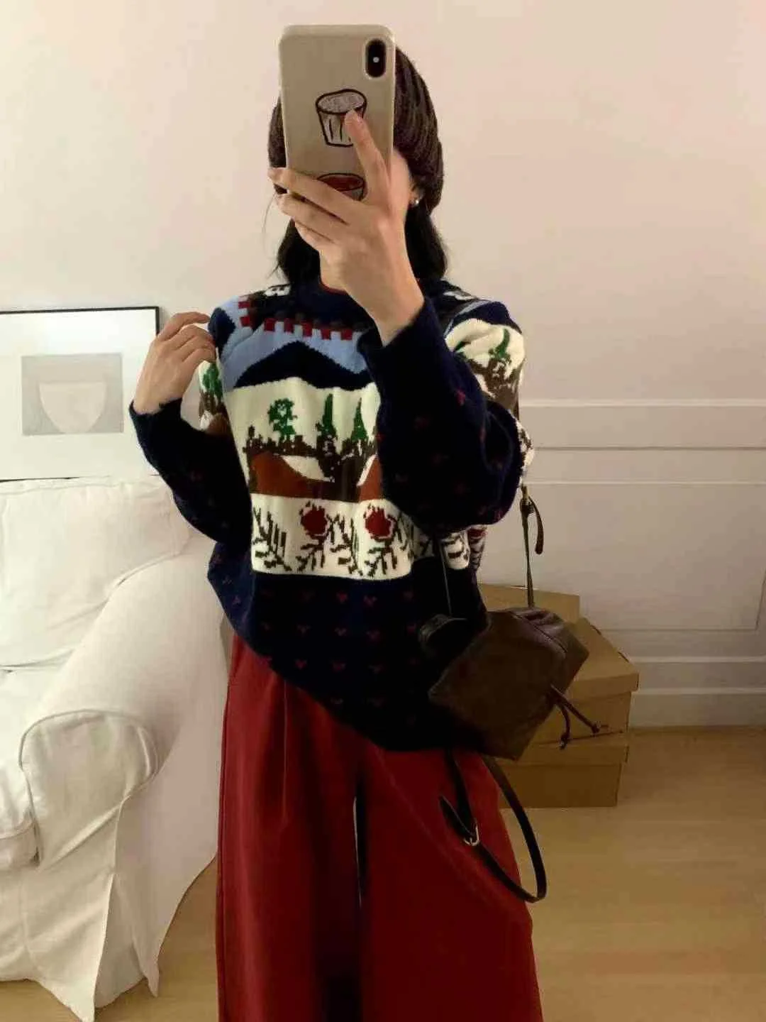 Chicfifth Sweater Women Winter Long Sleeve High Quality Autumn Vintage Top Knitted Cardigan