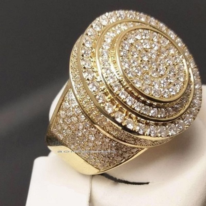 Big Round Puffed Marine Luxury Hip Hop Ring-VESSFUL