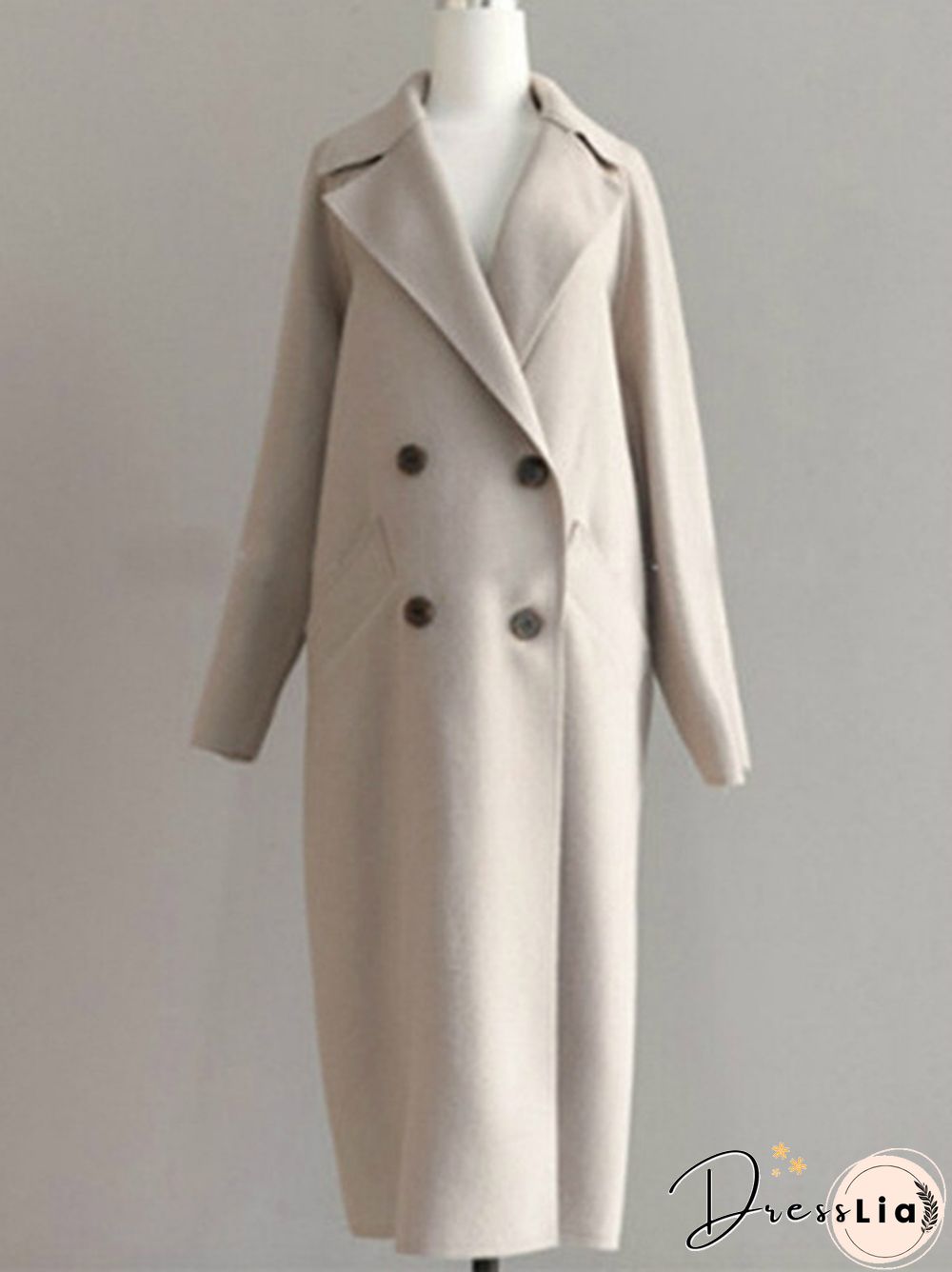 Autumn And Winter Fashion Women Temperament Coat Loose Long Oversize Trench Coat Wool Blend Coat