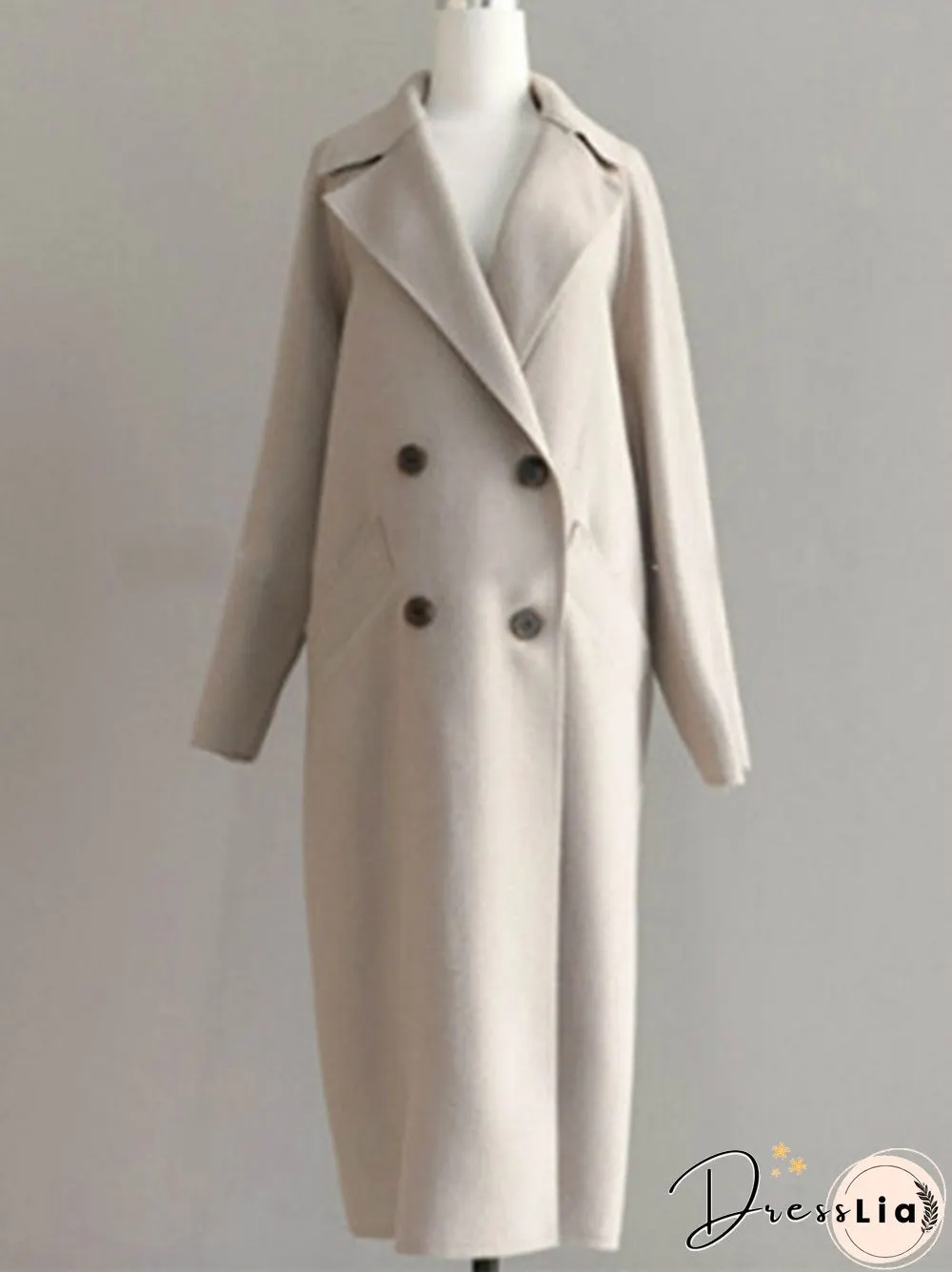 Autumn And Winter Fashion Women Temperament Coat Loose Long Oversize Trench Coat Wool Blend Coat