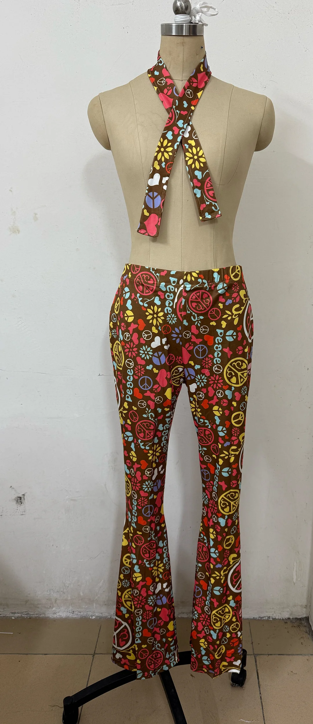 Athvotar Athvotar Halloween Print Flares 70S Hippie Retro Print Headband Bohemian