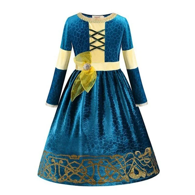 Girls Merida Costume Princess Dress Up Halloween Outfit-elleschic