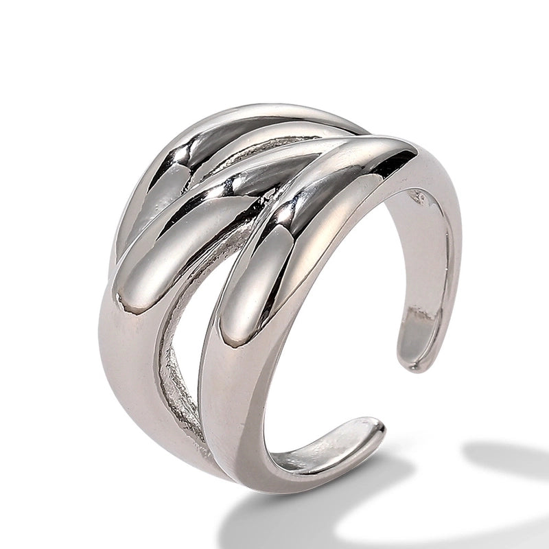 Copper White Gold Plated Sweet Minimalist Plating Inlay Solid Color Zircon Open Rings