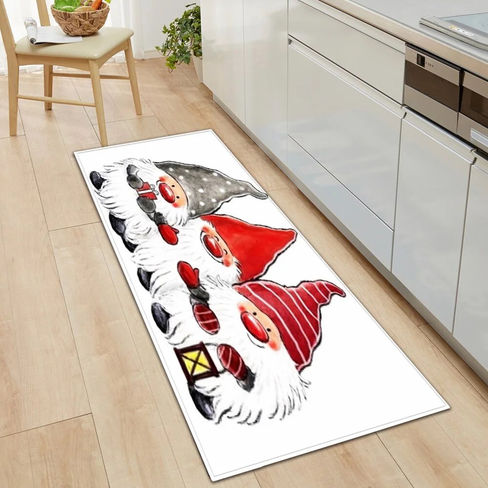 Christmas Kitchen Floor Mat Door Mat Bedroom Decoration Living Room Carpet Bathroom Corridor Balcony Non-slip Absorbent Carpet