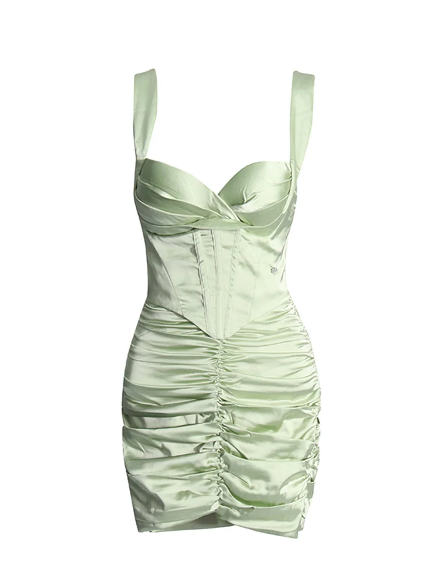 Brownm Sexy Bag Ass Dress 2025 Spring New Fashion Girded Fish Bone Short Sling Dress Woman