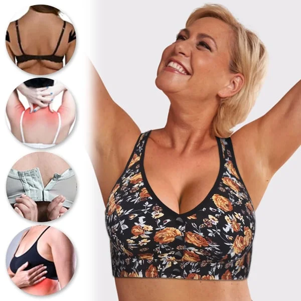 🔥Last Day Sale - New Plus Size Front-Closure Flower Bra 🌸