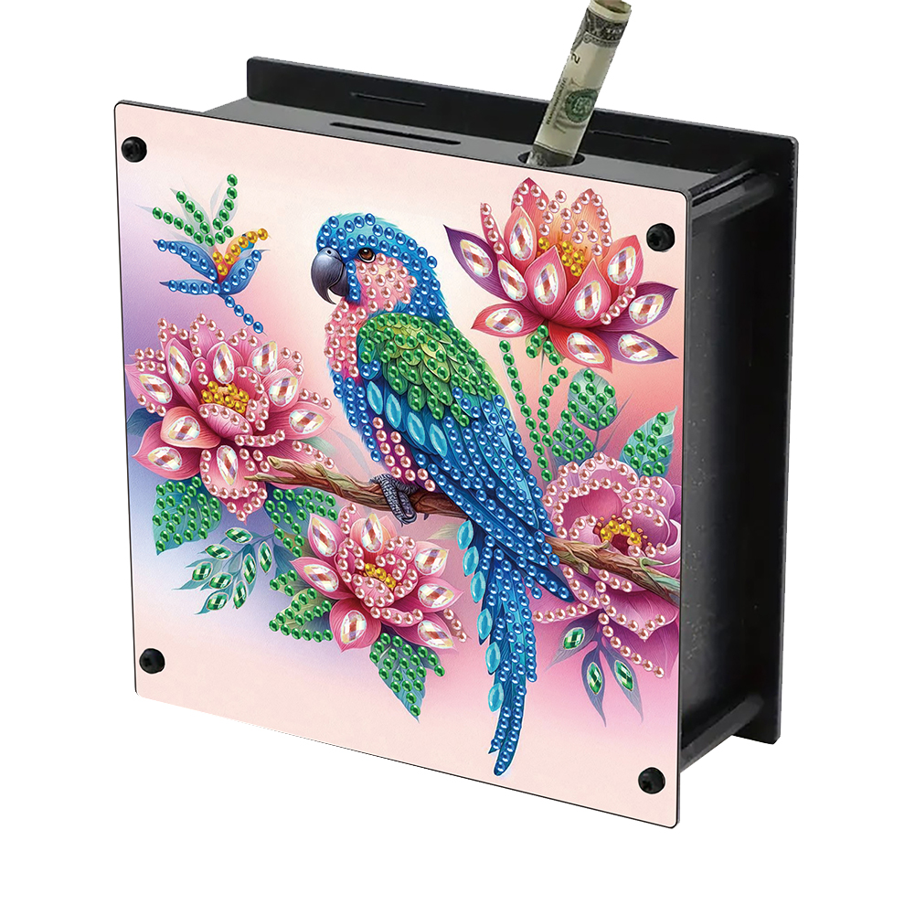 Wooden Parrot DIY Diamond Painting Change Holder Case Ornament for Home Decor