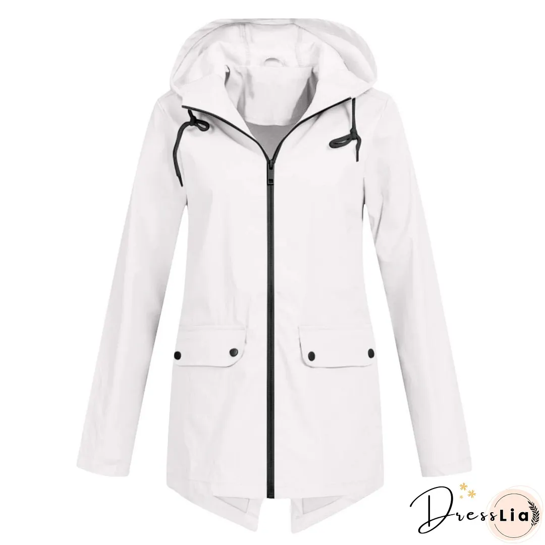 Women's Windcheater Zip Hooded Lightweight Outdoor Windproof Coats