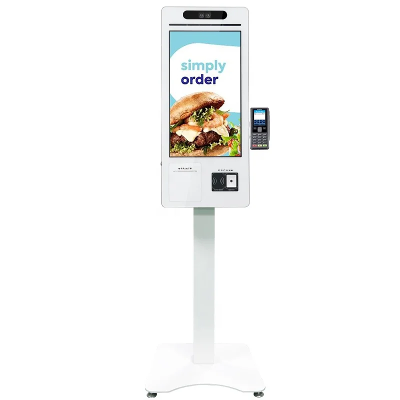 Touch Screen RFID POS Thermal Printer Fast Food Ordering RFID Self Service Payment Kiosk For Restaurant/Store/Park Lot