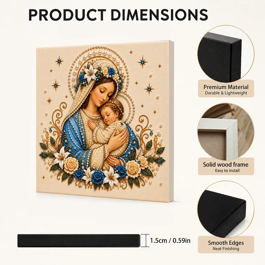 Framed Pearl Painting Kit Sacred Heart Theme 7.87x7.87in