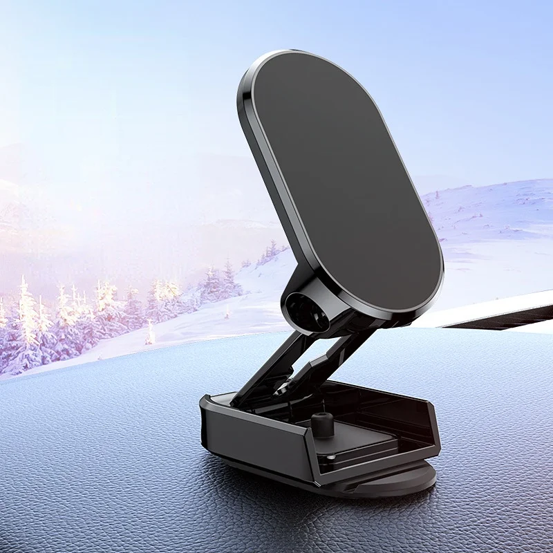 Foldable Bottom And 360 Degree Rotating Metal Car Phone Holder