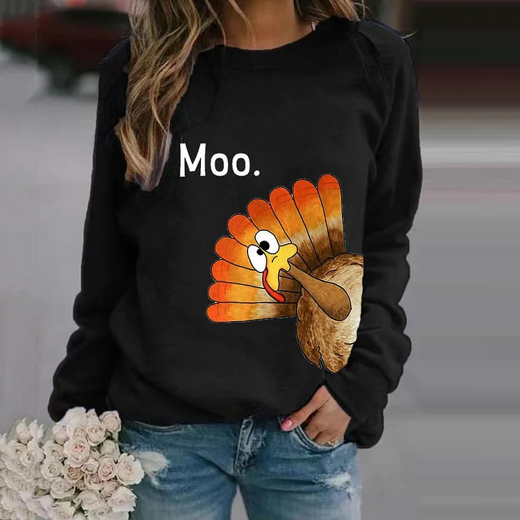 Comstylish Thanksgiving Printed Crew Neck Sweatshirt