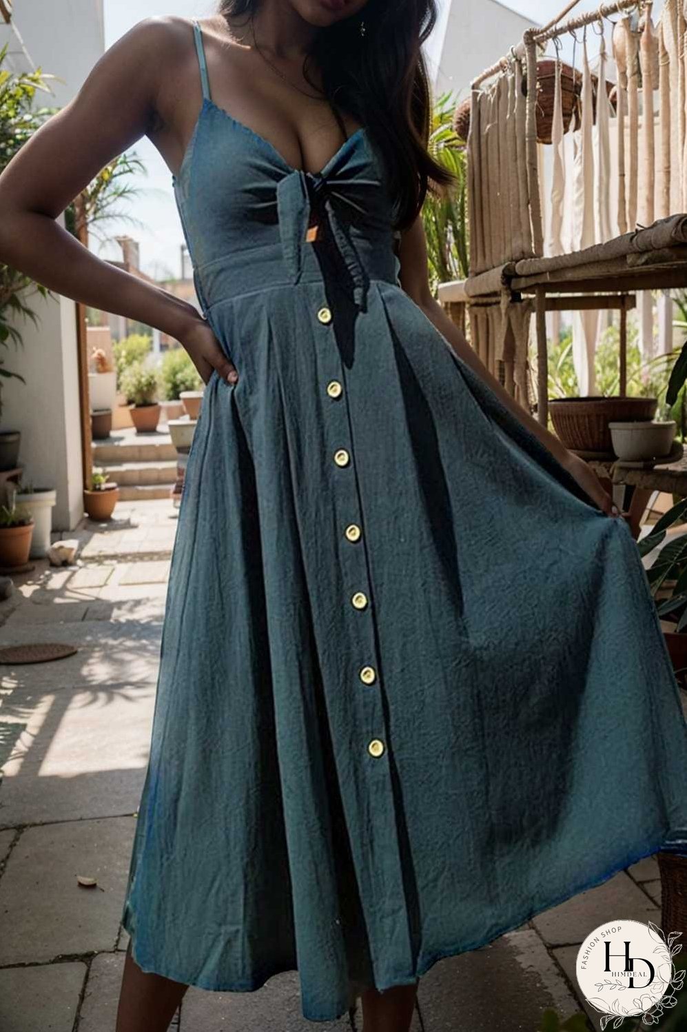 floral v neck tie spaghetti strap beach midi dress