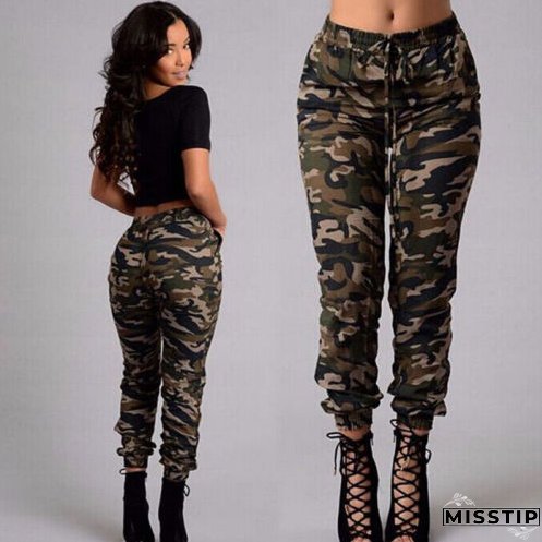 Fashion Camouflage Stylish Skinny Army Green Pants