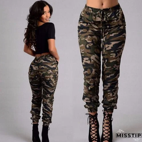 Fashion Camouflage Stylish Skinny Army Green Pants