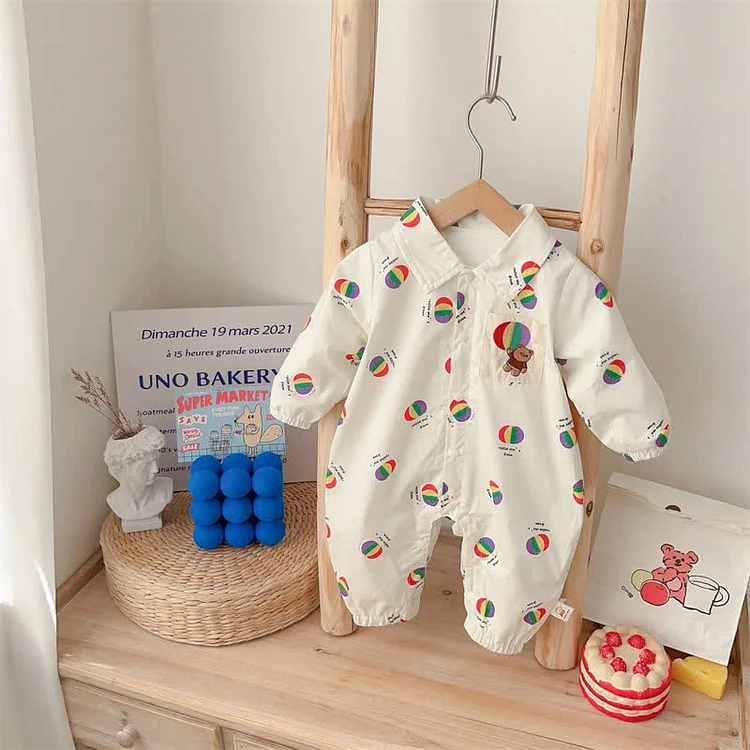 Baby Bear Balloon Polo Collar Romper