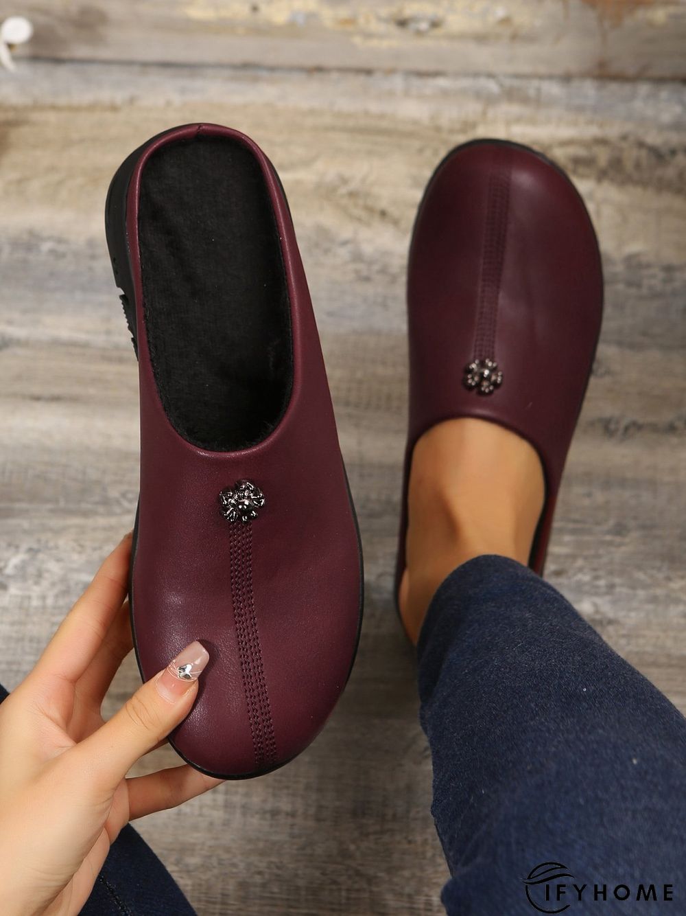 Vintage  Plain Color Non-Slip Flat Mules | IFYHOME