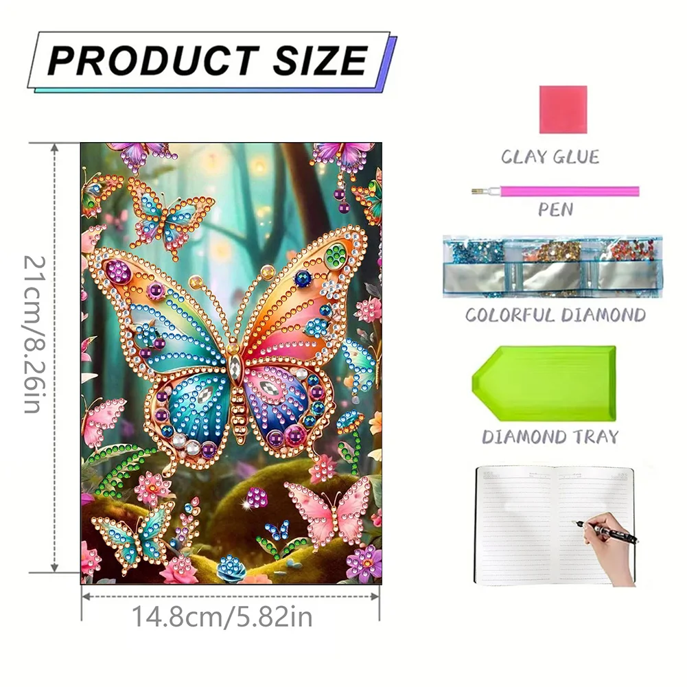 DIY Butterfly 50 Pages Special Shaped Diamond Painting Notebook for Adults Students