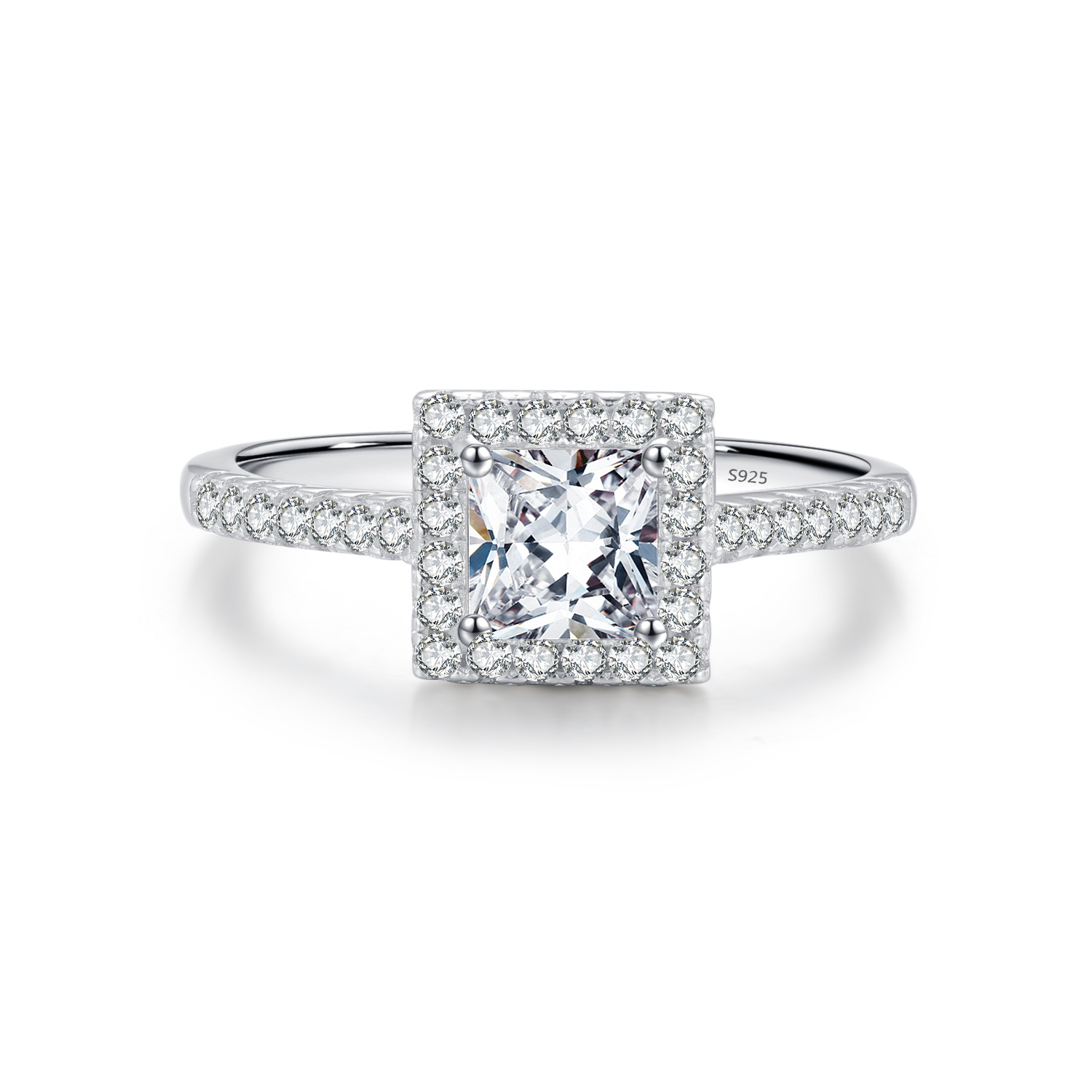 MIKAMU Stylish French Vintage 5*5mm Square Diamond Ring - S925 Silver