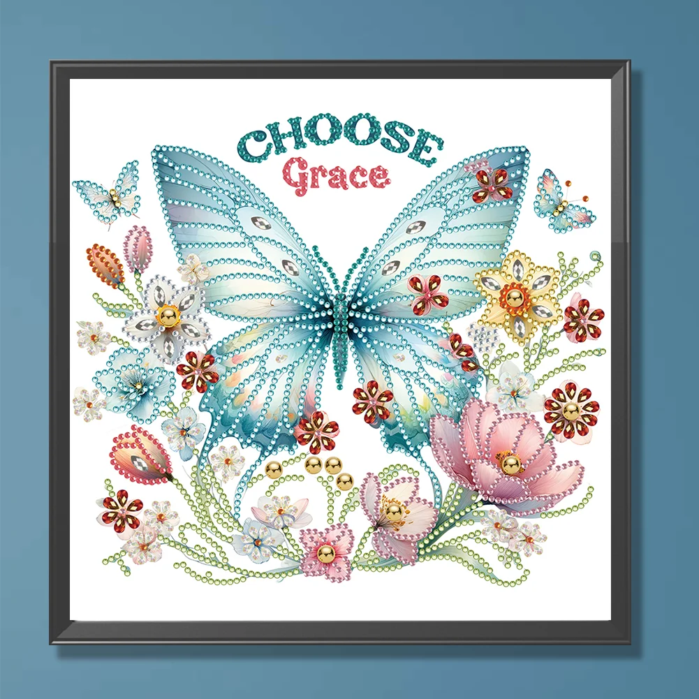 Diamond Painting - Partial Special Shaped Drill - Butterfly(Canvas|30*30cm)