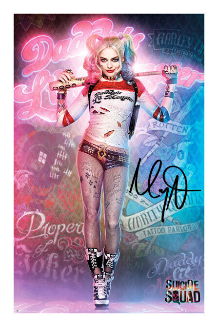 Margot Robbie Harley Quinn Signed A4 Photo Poster painting Print Autograph Suicide Squad