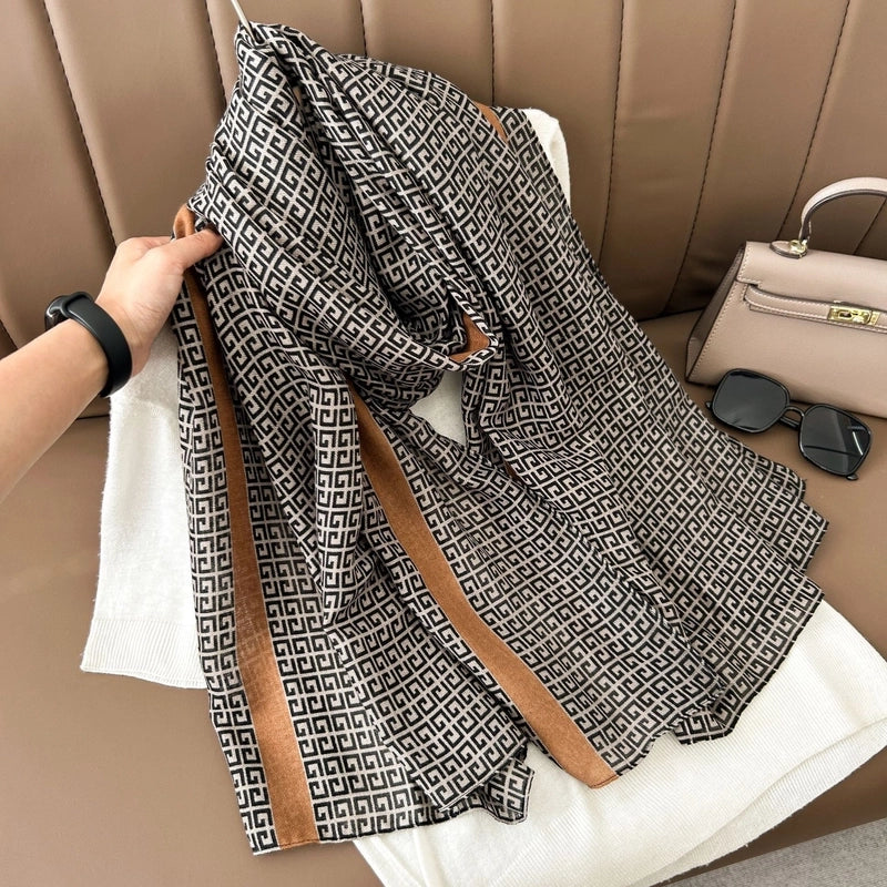 Women’s Casual Elegant Vacation Snowflake Cotton Polyester Printing Dyeing Scarf Shawl