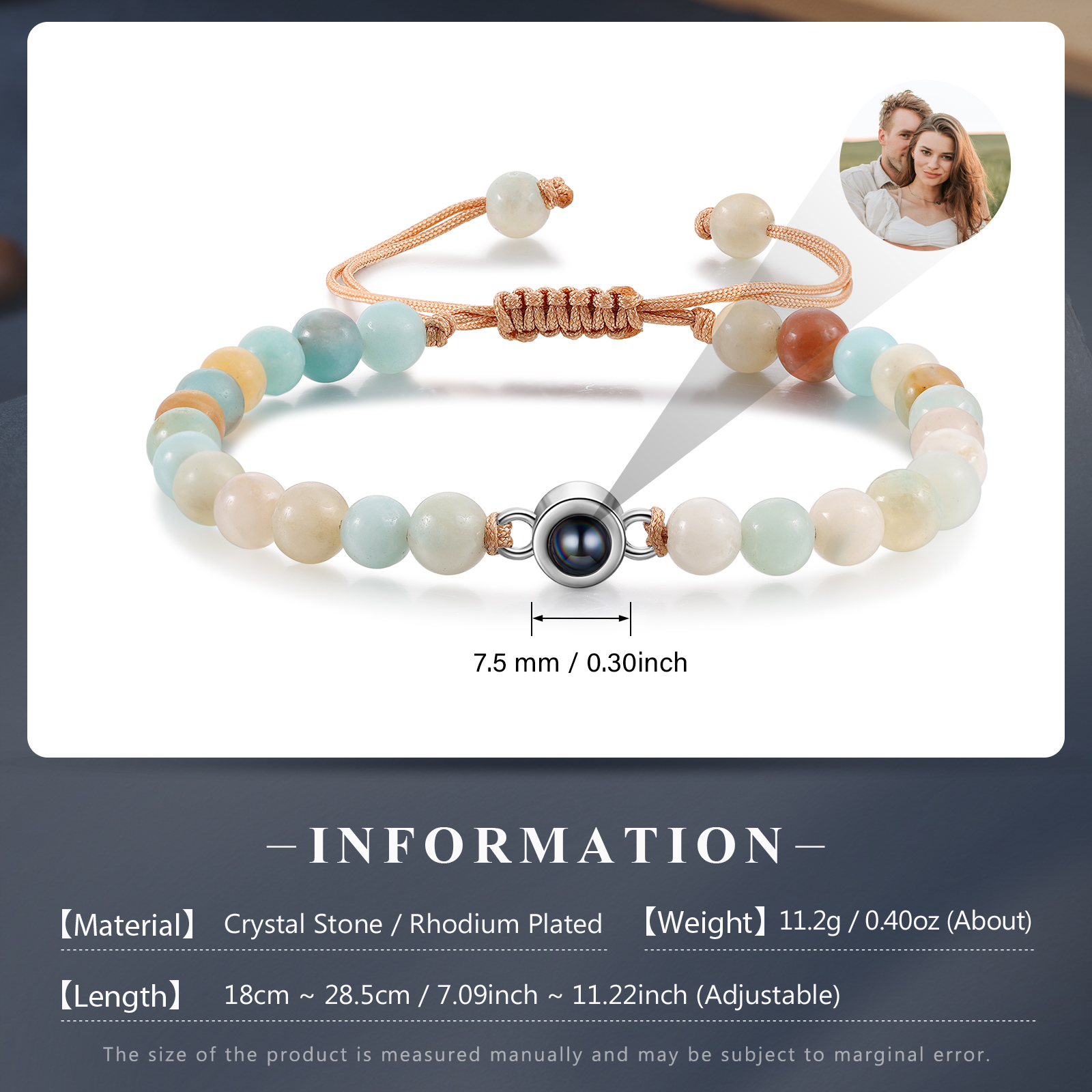 Personalised Projection Bracelet Customised With 1 Photo Adjustable Bracelet Special Gift for Her-Jessemade AU