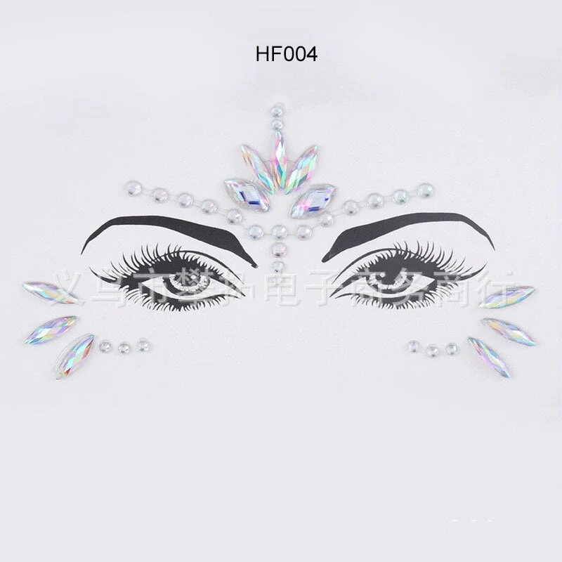 Masquerade Face Decoration DIY Jewelry Acrylic Rhinestone Festival Party Temporary Tattoo Fashion Face Stickers for Women