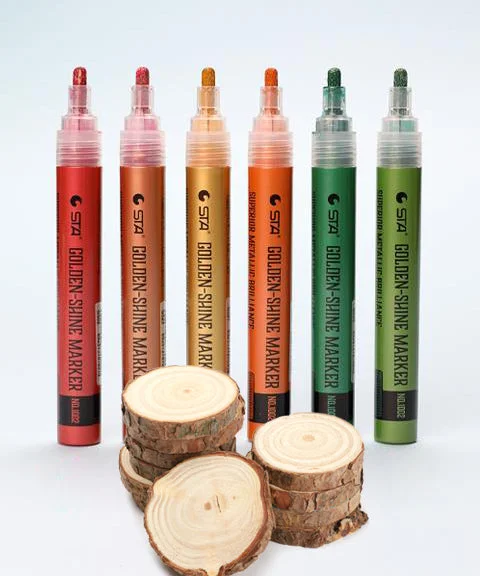 6 Pcs Super Metallic Paint Marker Pens With 30 Pcs Natural Wood Slices Set-Himinee.com