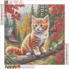 Diamond Painting-5D Full Round Drill Cat in the Woods(40*40 CM)