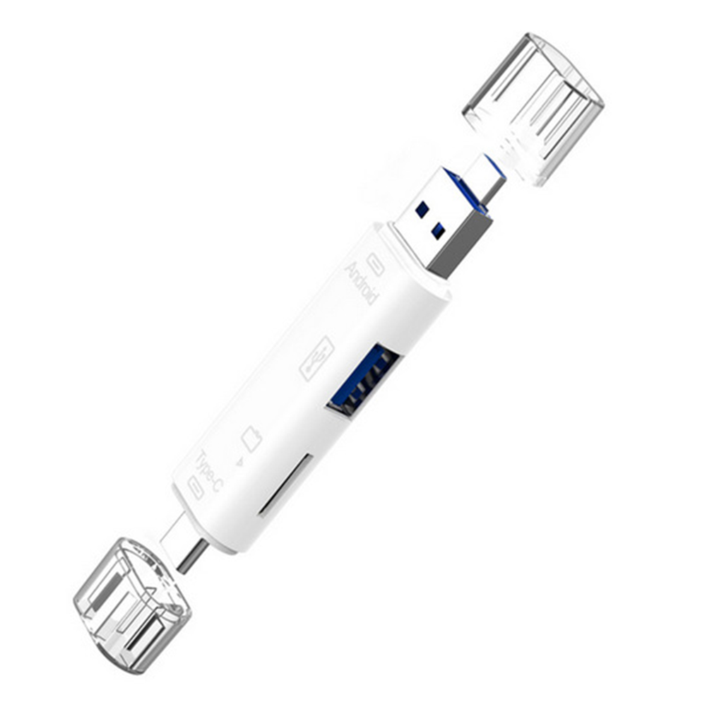 

5 in 1 Type-C Micro USB OTG Dock USB TF Card Reader HUB for Phone Laptop, White, 501 Original