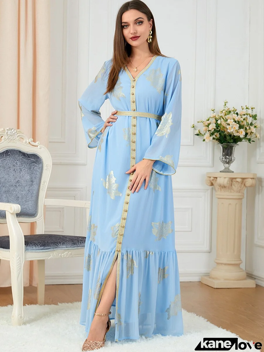 Women's Arabian Polyester Full Sleeve Embroidery Elegant Dress