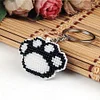 Bead Embroiderys - Paw Beaded Counted Cross Stitch Keychain Ornament Kit for Adults Beginners