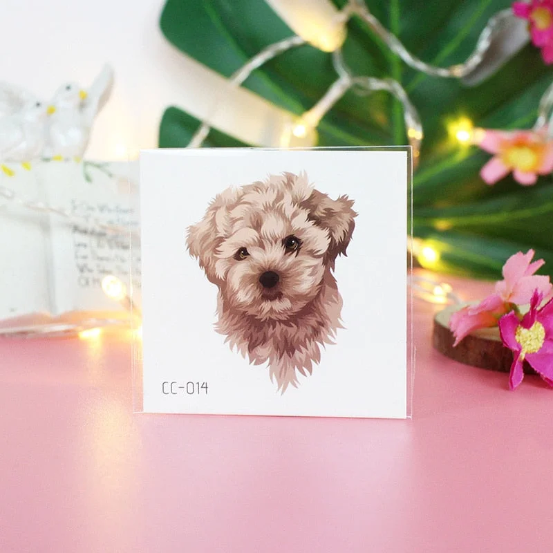 Cartoon Cat and Dog Face Stickers Tattoo Stickers Waterproof Girl/Child Cute Makeup Stickers Small Tattoo Pet Temporary Tattoos