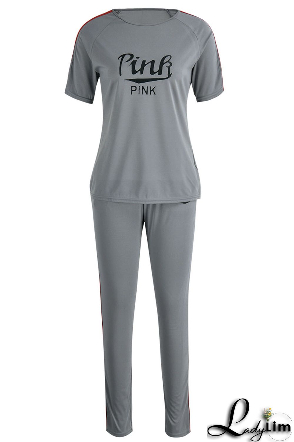 Grey Casual Print Patchwork O Neck Short Sleeve Two Pieces