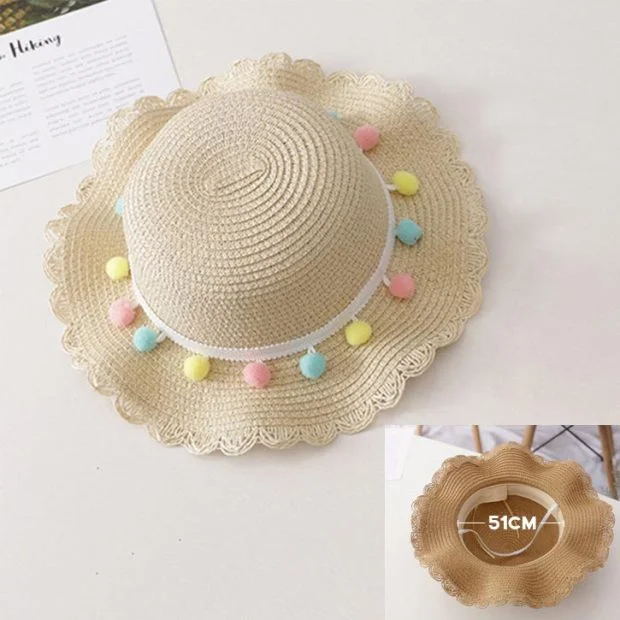 Bear Learder Kids Girls Hats 2022 New Fashion Summer Lace Flowers Caps Breathable Straw Hat Elegant Sunhat Lovely Baby Bonnet