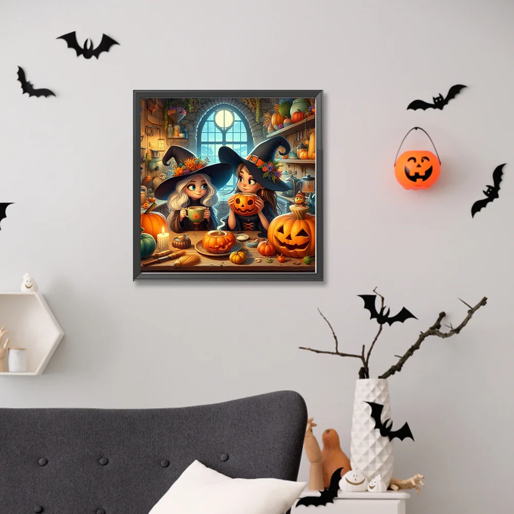 Diamond Painting - Full Round Drill - Halloween Witch Pumpkin(Canvas|40*40cm)
