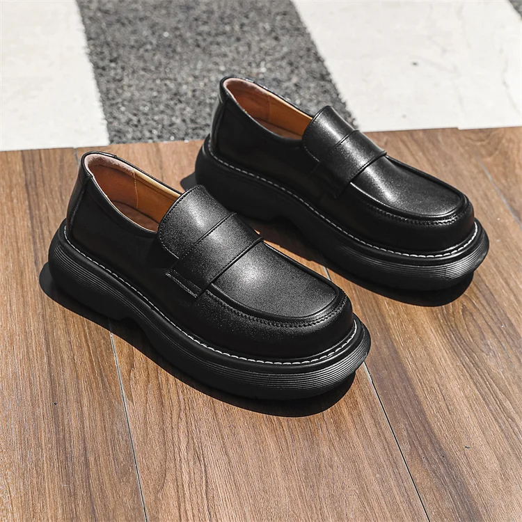 Kasomalang 2025 New Thick Sole Versatile Casual Shoes British Style Thick Sole Formal Leather Shoes Men's Leather Casual Shoes