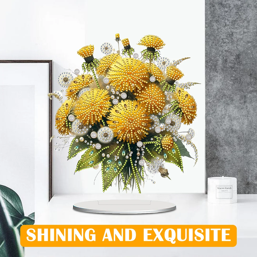 2D Flat Dandelion DIY Desktop Diamond Art Kits Bedroom Table Decoration