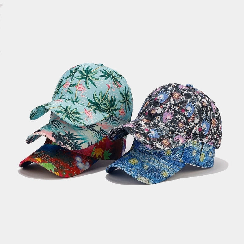 Women's Minimalist Classic Style Color Block Printing Curved Eaves Baseball Cap