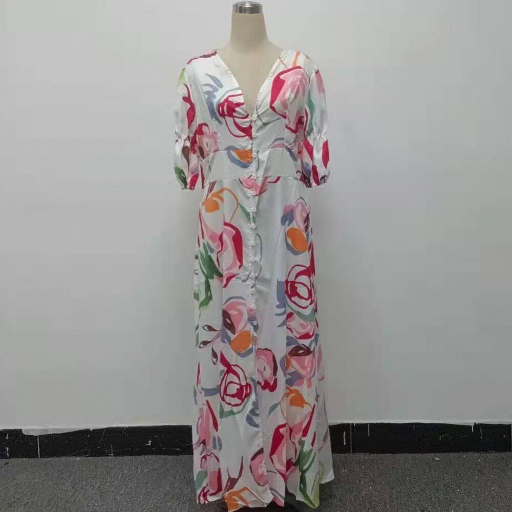 2021 Polyester Spring Summer Long Maxi Dress Ladies African Elegant Dashiki Print African Dresses For Women Robe Africa Clothing