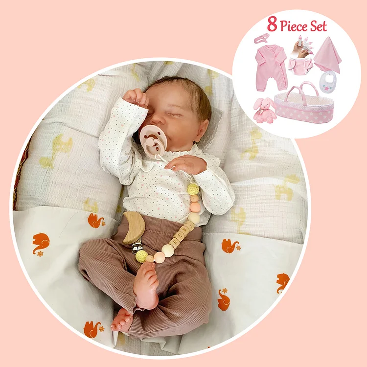  [Kids Toy Doll Gift Set] 20'' Full Body Silicone Reborn Toddler Sleeping Baby Girl Doll Named Rose with "Heartbeat" and Coos - Reborndollsshop®-Reborndollsshop®