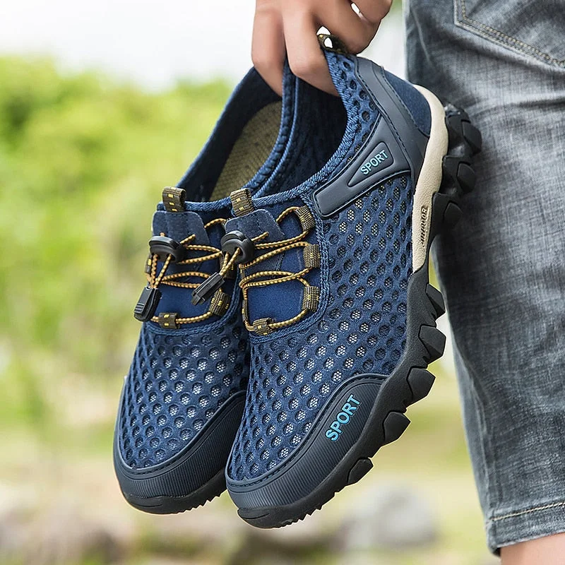 school supplies  New Trekking Mountain Shoes Men Outdoor Athletic Shoes Wearable Sports Upstream Shoes For Man Light Elastic Band Trainers