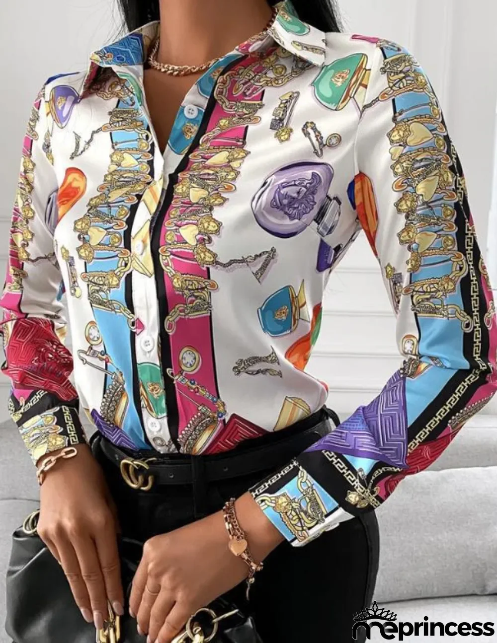 Autumn Casaul Retro Print Long Sleeve Shirt