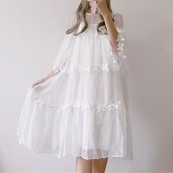 White Fairy Flower Princess Dress SP1812203