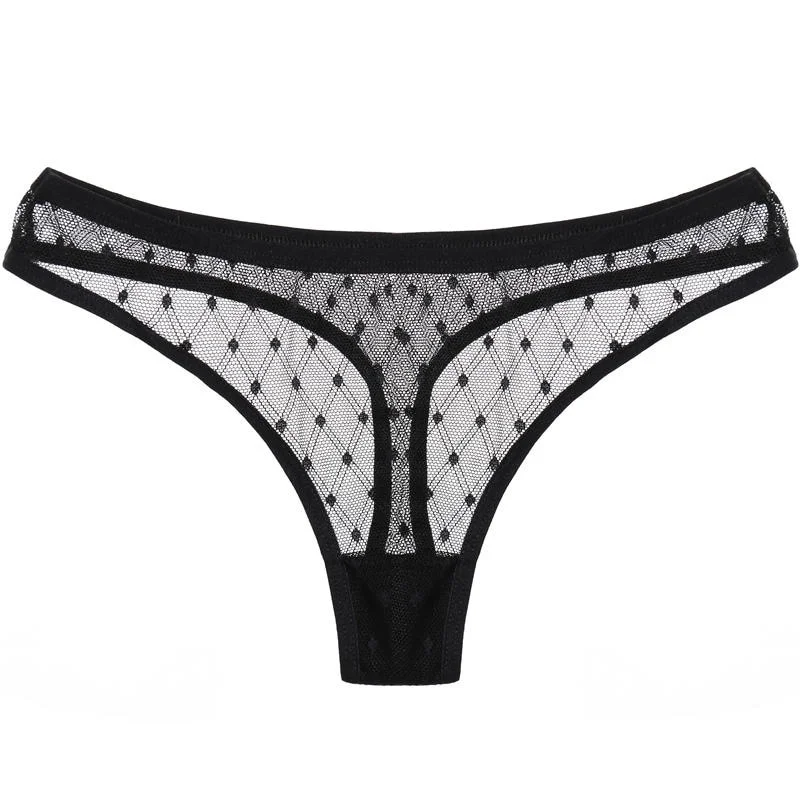 Billionm Women Panties Sexy Lace Perspective Thong Breathable Soft Underpants Low Waist Solid Color G-String Female Intimates Lingerie