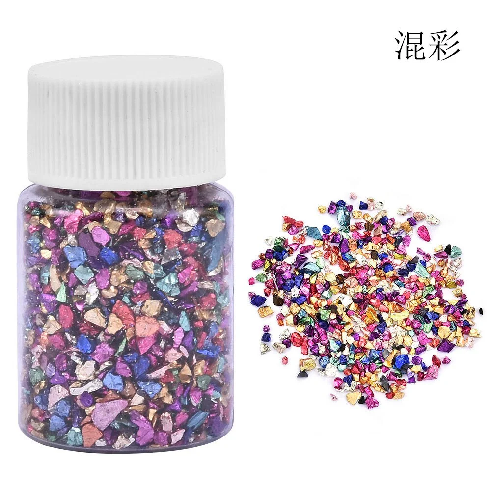 Small Bottle of Nail Art Design Glass Broken Stone Irregular Fragments Epoxy Filling Sand Painting Decoration Nail Accessories