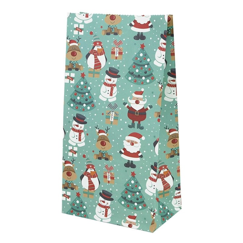 10pcs Kraft Paper Candy Cookie Bag Santa Claus Snowman Christmas Gift Packing Bags Xmas Navidad New Year Party Decor Supplies
